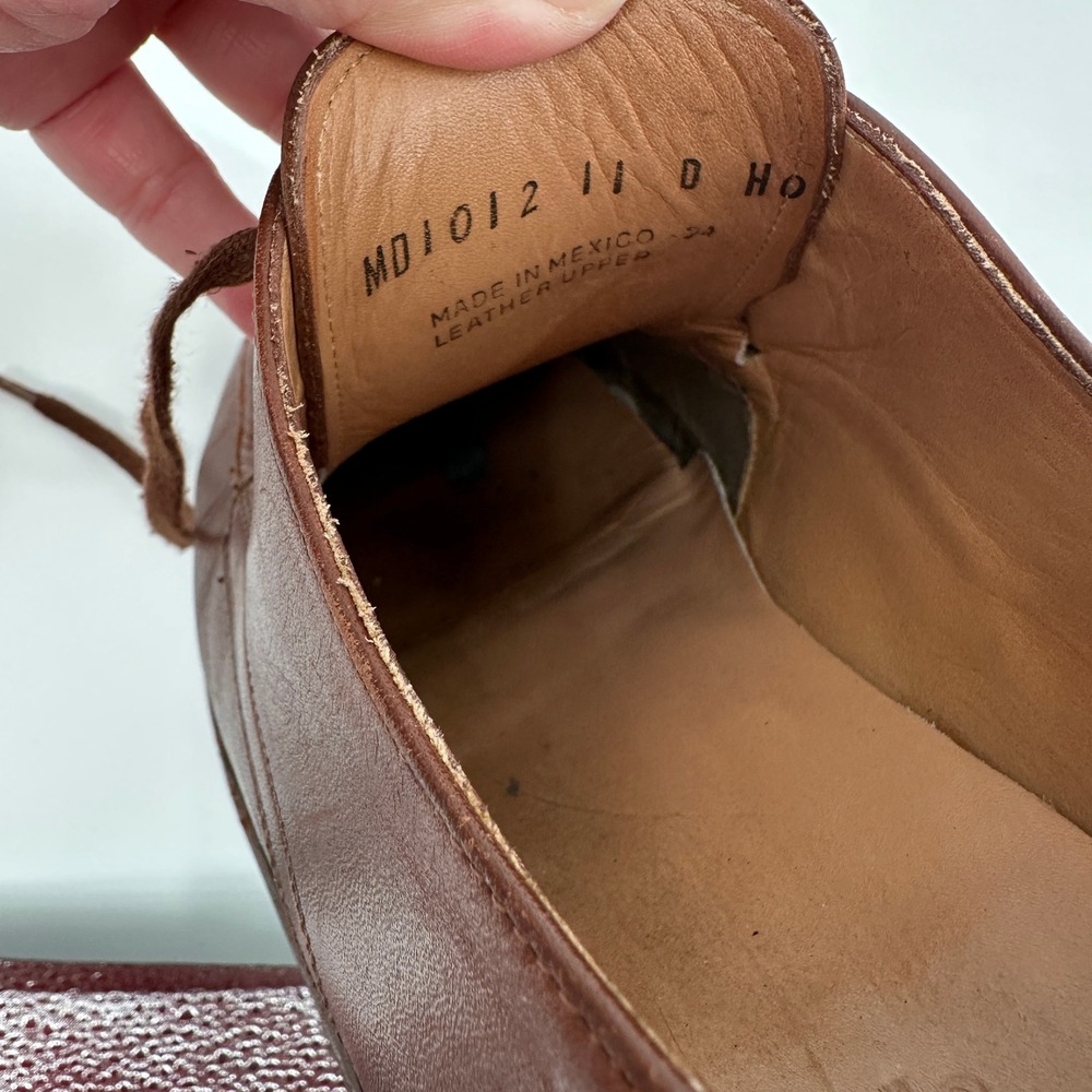 Polo Ralph Lauren Mens Brown Leather Moc Toe Derby Shoes Size 11 D Made in Italy - Picture 8 of 9